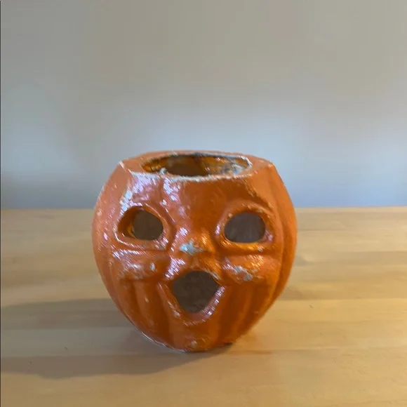 Rustic Orange Pumpkin Candy Holder - Picture 1 of 4